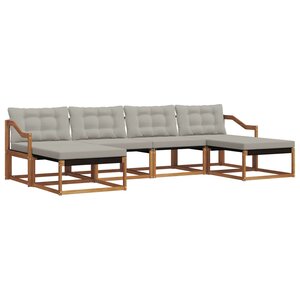 vidaXL Ensemble de canapés d'extérieur 6 pc Gris Naturel et Clair