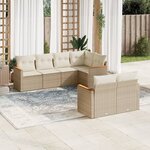 vidaXL Salon de jardin avec coussins 7 Pièces beige résine tressée