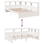 vidaXL Lit bibliothèque sans matelas blanc 90x190cm bois de pin massif