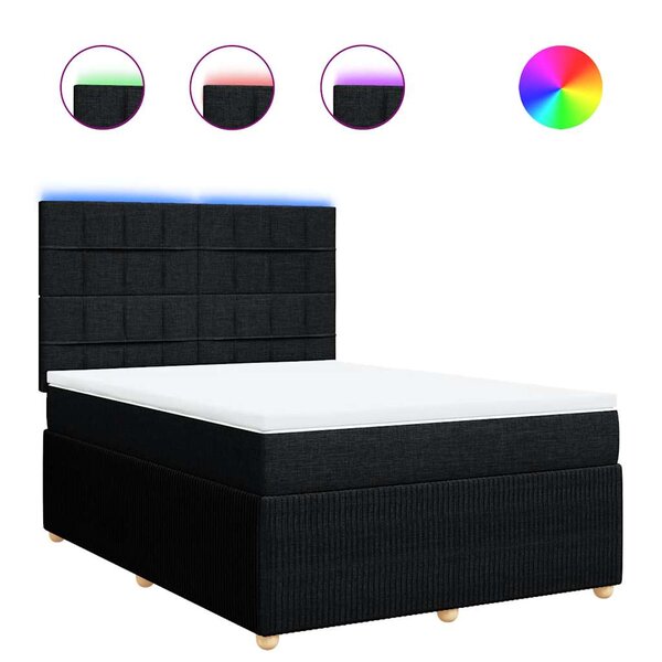 vidaXL Sommier à lattes de lit avec matelas Noir 140x200 cm Tissu