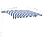 vidaXL Auvent manuel rétractable avec LED 300x250 cm Bleu et blanc