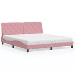 vidaXL Lit avec matelas rose 180x200 cm velours