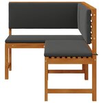 Banc d'angle de jardin vidaXL avec coussins 140x100x91 cm en bois massif d'acacia