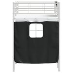 vidaXL Cadre de Lit Mezzanine pour Enfants avec Rideaux Blanc et Noir