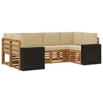 vidaXL Ensemble de canapé d'angle 6 Pièces Naturel et Beige Polyester