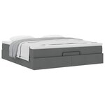 VidaXL Cadre de lit ottoman avec matelas gris foncé 180x200 cm tissu