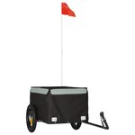 vidaXL Remorque de vélo noir et gris 30 kg fer