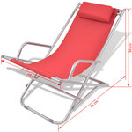 vidaXL Chaises inclinables de terrasse lot de 2 Acier Rouge