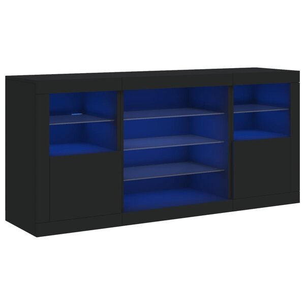 vidaXL Buffet avec lumières LED noir 142 5x37x67 cm