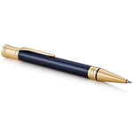 PARKER Duofold Prestige Stylo bille  Chevron Bleu  Recharge noire pointe moyenne  Coffret cadeau