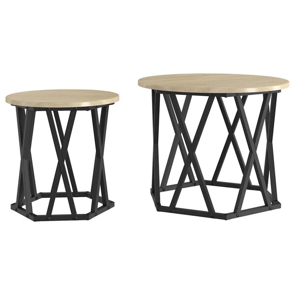 vidaXL Table d'appoint 2 pc Chêne Sonoma 50 x 50 x 40 cm