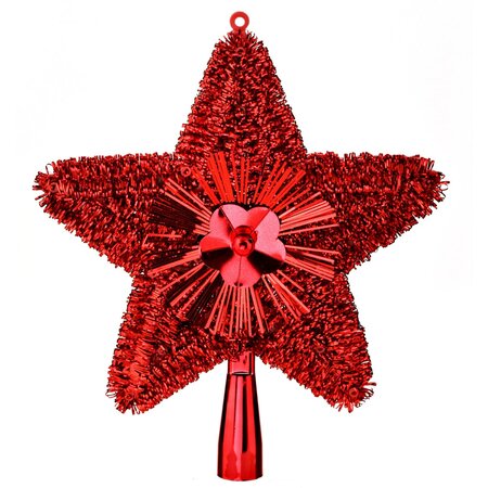 Féerie Christmas Cimier de Sapin de Noël Brillant Rouge 23cm (lot de 3)