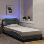 vidaXL Cadre de lit avec lumières LED gris clair 90x200 cm tissu