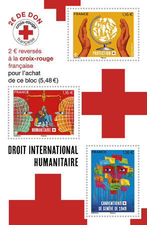 Bloc 3 timbres - Croix Rouge Française - 2022 - Lettre Verte