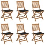 vidaXL Chaises pliables de jardin 6 Pièces avec coussins Bois d'acacia