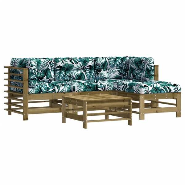 vidaXL Salon de jardin 5 Pièces avec coussins bois de pin imprégné