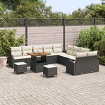 vidaXL Ensemble de canapé de jardin 13 Pièces Noir Poly rotin