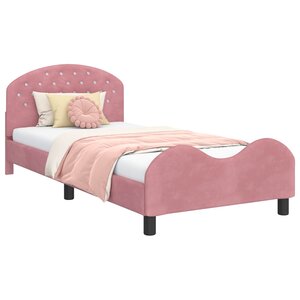 vidaXL Cadre de lit pour enfants avec tête de lit Rose 90 x 190 cm
