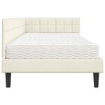 vidaXL Cadre de lit d'angle avec matelas 2 Pièces Crème Velours