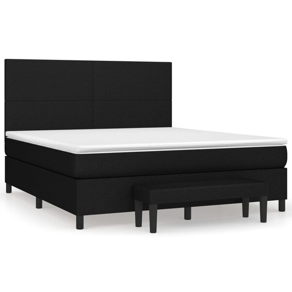 vidaXL Sommier à lattes de lit avec matelas Noir 180x200 cm Tissu