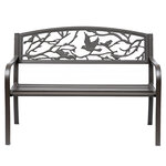 Banc 3 places de jardin terrasse style rural chic 127L x 60l x 85H cm métal époxy anticorrosion brun