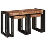vidaXL Table Gigogne 3 Pièces Marron et noir bois de récupération massif