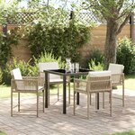 vidaXL Ensemble de salle à manger pour jardin 5 Pièces Beige polyrotin