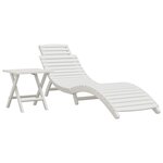 vidaXL Chaise longue avec table blanc bois massif d'acacia