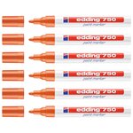 Marqueur Peinture 750 Orange Pointe Moyenne 2-4 mm x 6 EDDING