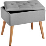 Tectake Banc avec coffre de rangement aspect lin RANYA - gris clair