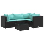 vidaXL Salon de jardin 5 Pièces avec coussins Noir Résine tressée