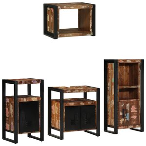 vidaXL Ensemble de mobilier de salle de bain avec étagère avec stockage avec porte 4 Pièces