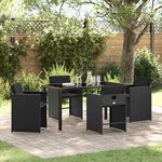 vidaXL Ensemble de salle à manger pour jardin 5 Pièces Noir polyrotin