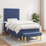 vidaXL Sommier à lattes de lit avec matelas Bleu 100x200 cm Tissu