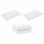 vidaXL Duvet d'hiver avec oreiller 3 Pièces Blanc 240 x 200 cm Microfibre