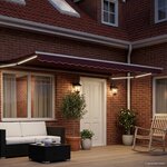 vidaXL Store rétractable manuel avec LEDs Bourgogne et Blanc 4 5 × 3 m
