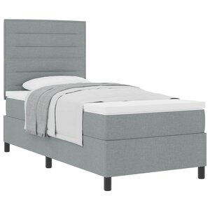vidaXL Lit à ressorts avec matelas Gris clair 100 x 200 cm tissu