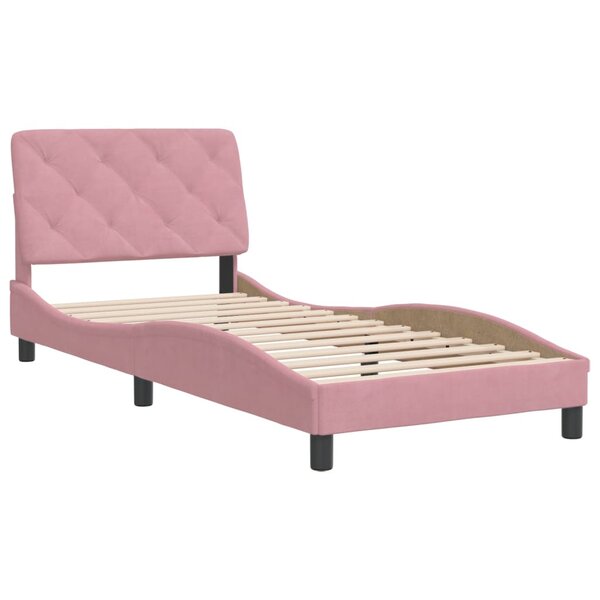 vidaXL Cadre de lit avec tête de lit Rose 80x200 cm Velours