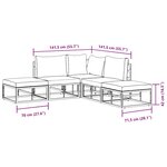 vidaXL Ensemble de canapé de jardin avec coussin 5 Pièces Noir Aluminium