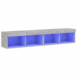 vidaXL Meubles TV avec lumières LED 2 Pièces gris béton 80x30x30 cm