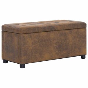 vidaXL Pouf de rangement 87 5 cm Marron Similicuir daim