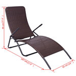 vidaXL Chaise longue pliable résine tressée marron