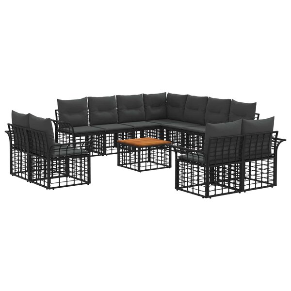 vidaXL Ensemble de canapés d'extérieur 12 Pièces Noir et Gris foncé