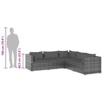 vidaXL Salon de jardin 5 Pièces avec coussins Résine tressée Gris