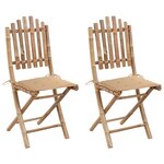 vidaXL Chaises pliables de jardin lot de 2 avec coussins Bambou