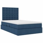 vidaXL Lit de rangement LED avec matelas Bleu 120 x 190 cm Tissu