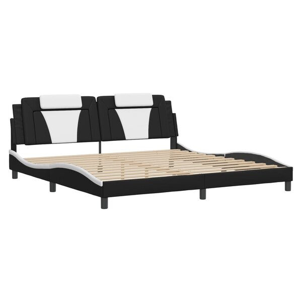 vidaXL Cadre de lit Viana avec LED sans matelas noir et blanc 200x200 cm