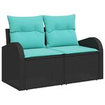 vidaXL Ensemble de canapé de jardin avec coussin 7 Pièces Noir Poly rotin