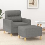 vidaXL Fauteuil avec repose-pied Gris foncé 60 cm Tissu