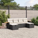 vidaXL Salon de jardin 6 Pièces avec coussins noir résine tressée